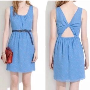 Madewell 100% Silk Rosie Blue Twist Back Floral Dress Size 12